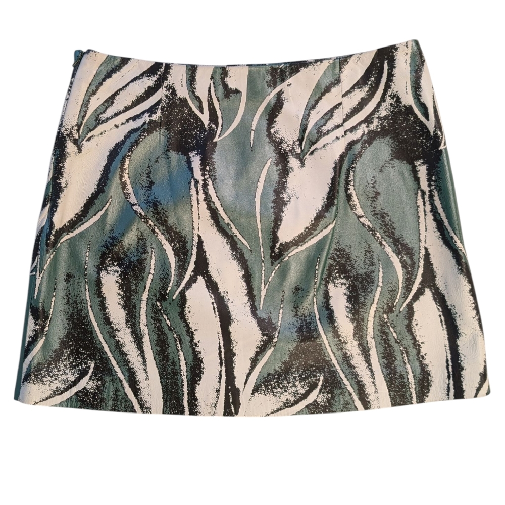 J.W. Anderson Abstract Print 100% Lamb Nappa Leather Mini Skirt | 8 | 32" Waist